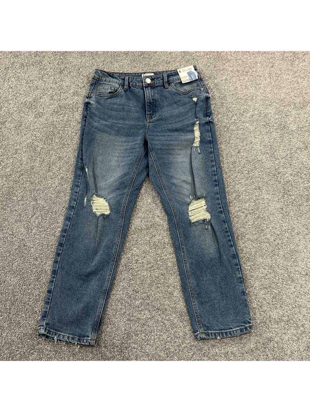 NWT Suko Jeans Distressed Size 6 High Waist Straight Leg